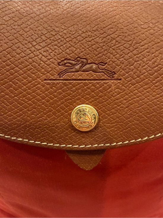 Longchamp Le Pliage Nylon Leather Backpack Red Excellent Condition! main image 9